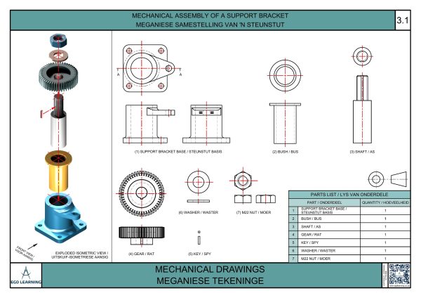 Mechanical Drawings Support Bracket A